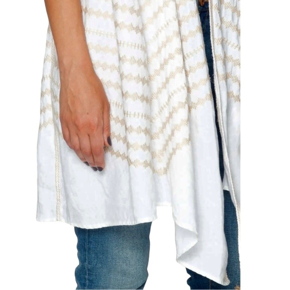 Johnny Was White Linen Embroidered Belted Longline Vest Top Women’s Medium - Picture 4 of 12